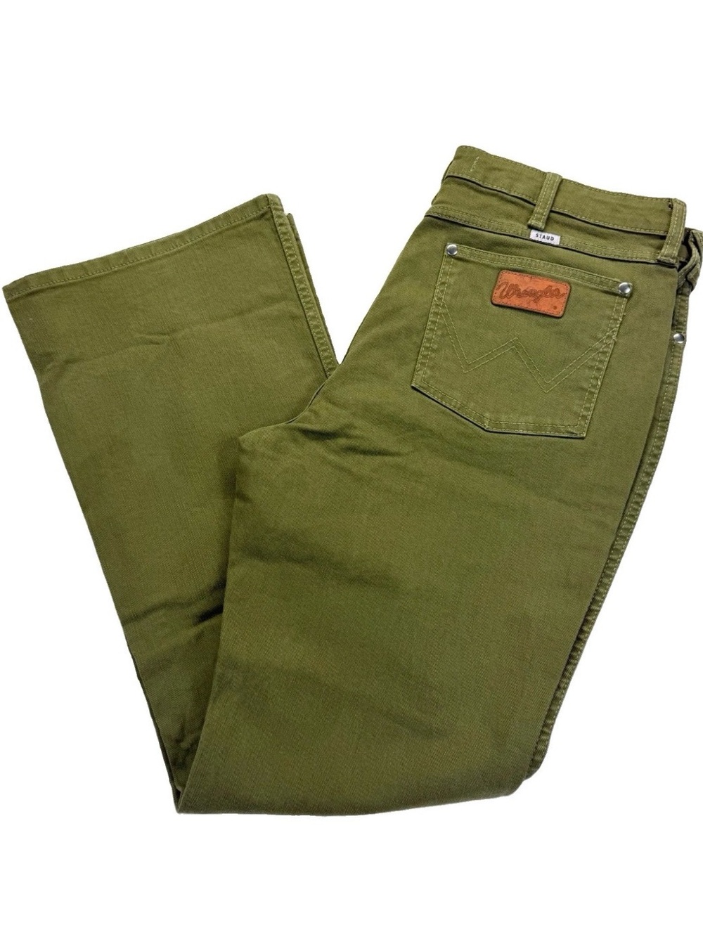 Wrangler x STAUD Women’s Olive Green Stretch Denim Bootcut Jeans Women 33x32
